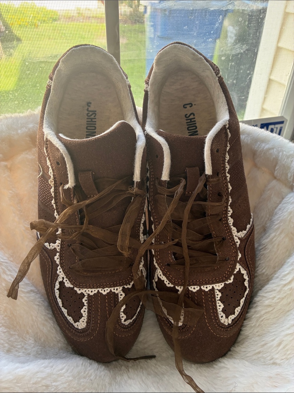 Brown Suede Lace-Up Women's Sneakers
